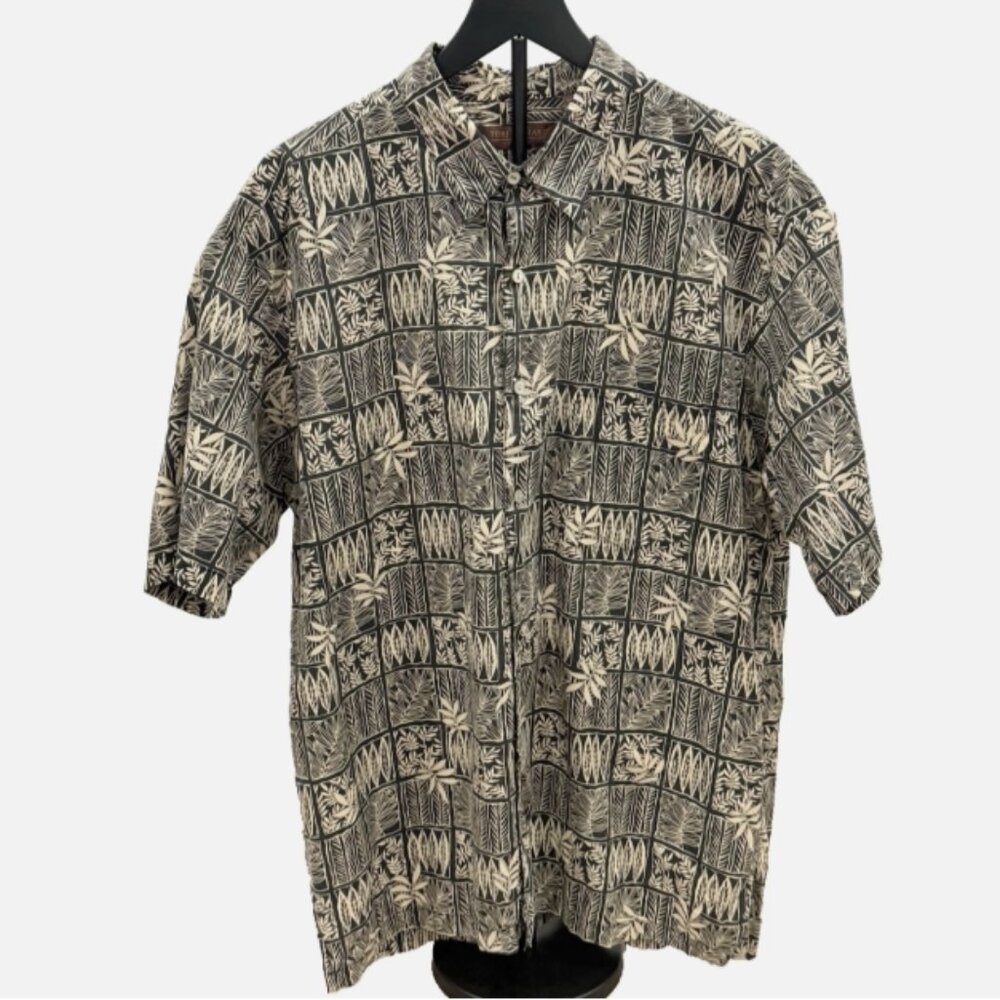 VINTAGE TORI RICHARD Men XL Black Tan Cotton Lawn Button Shirt Made In USA